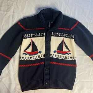 Janie and Jack Navy Cardigan with Nautical Design